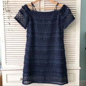 Tahari Arthur S Levine Lace Cold Shoulder Dress